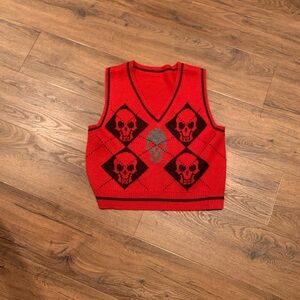 Red and Black argyle vest